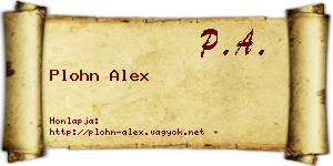 Plohn Alex névjegykártya